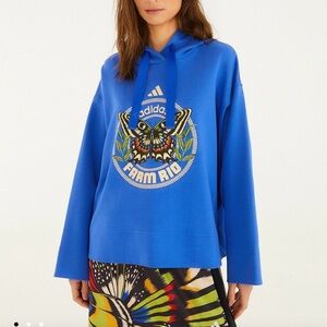Adidas Farm Rio Move like a butterfly Graphic Blue Farm Hoodie, Size Medium, NWT